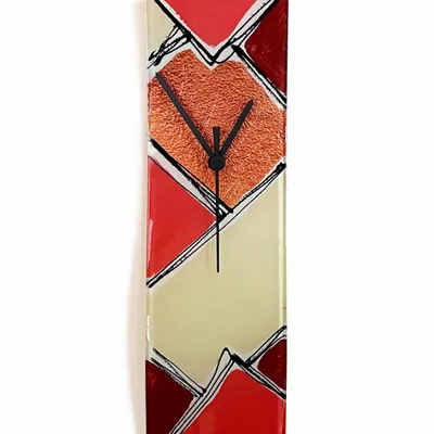 Clocks - Patchwork Salmon-Bronze Wall clock 10x41 cm - CARNEOL GLASS