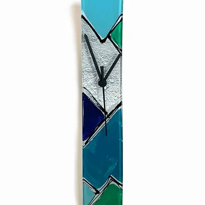 Horloges - Horloge murale Patchwork Bleu Foncé-Argent 6x41 cm - CARNEOL GLASS