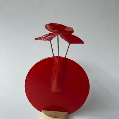 Vases - Round vase set, red colour 13 cm - CARNEOL GLASS