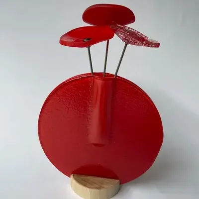 Vases - Round vase set, red colour 13 cm - CARNEOL GLASS