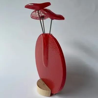 Vases - Round vase set, red colour 13 cm - CARNEOL GLASS