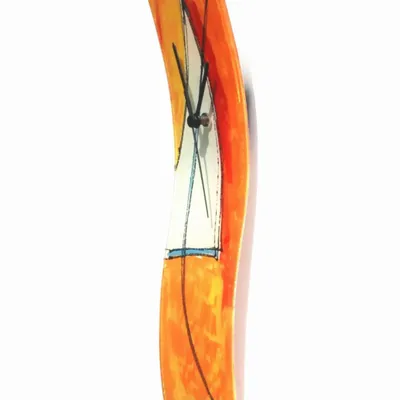 Clocks - Geometry orange-white wall clock 10x41 cm - CARNEOL GLASS