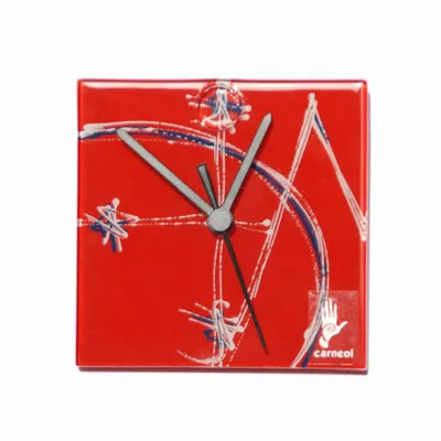 Clocks - Geometry red wall clock 13x13 cm - CARNEOL GLASS