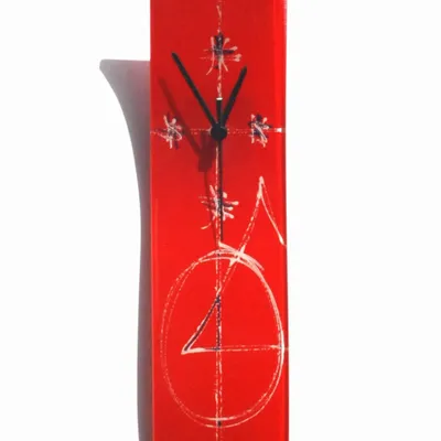 Clocks - Geometry red wall clock 10x41 cm - CARNEOL GLASS