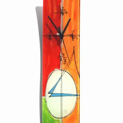 Clocks - Geometry red-green wall clock 10x41 cm - CARNEOL GLASS