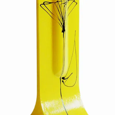 Vases - Yellow 14x36 cm vase with black tulip motive - CARNEOL GLASS