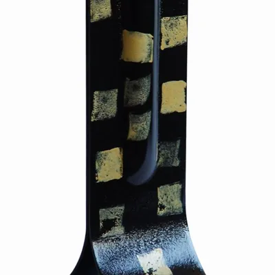 Vases - Vase noir 14x36 cm à carreaux dorés - CARNEOL GLASS