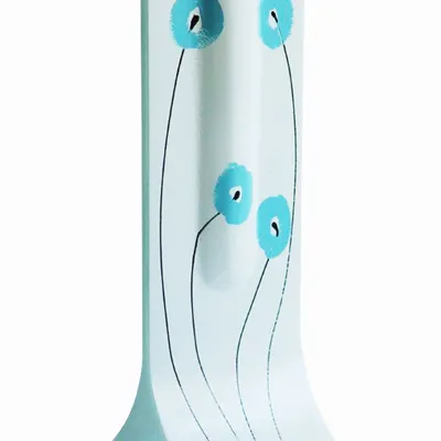 Vases - Vase blanc 14x36 cm à motif coquelicot noir-turquoise - CARNEOL GLASS