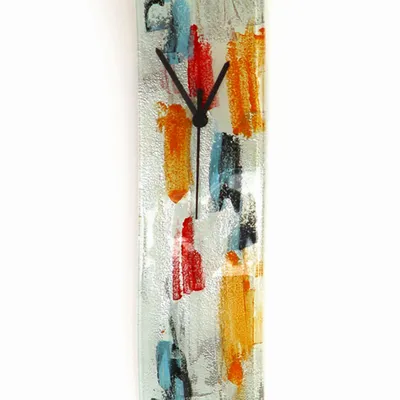 Clocks - Amasonas silver-orange wall clock 10x41 cm - CARNEOL GLASS