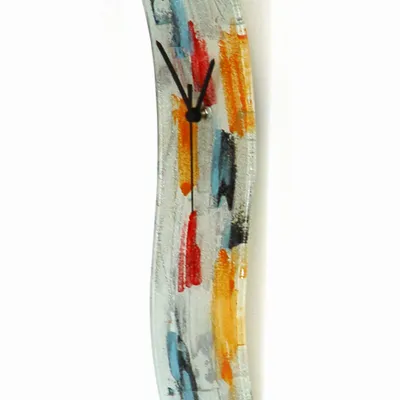 Clocks - Amasonas silver-orange wall clock 10x41 cm - CARNEOL GLASS