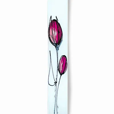 Clocks - Tulip wall clock with fuscia tulip 10x70 cm - CARNEOL GLASS