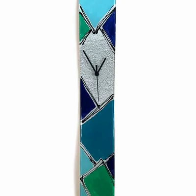Horloges - Horloge murale Patchwork Bleu Foncé-Argent 10x70 cm - CARNEOL GLASS