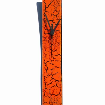 Clocks - Crackled orange wall clock 6x41 cm - CARNEOL GLASS