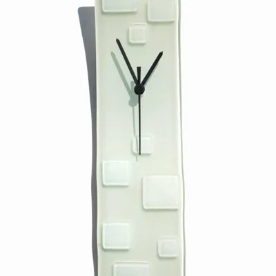Horloges - Horloge murale blanche et blanche tachetée 10x41 cm - CARNEOL GLASS