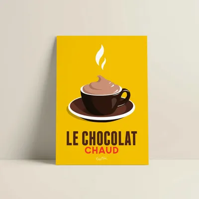 Affiches - Affiche Le Chocolat Chaud : Jaune - COSYNÉVÉ - MOUNTAIN POSTERS