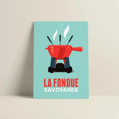 Affiches - Affiche La Fondue : Bleu - COSYNÉVÉ - MOUNTAIN POSTERS