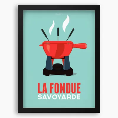 Affiches - Affiche encadrée La Fondue : Bleu - COSYNÉVÉ - MOUNTAIN POSTERS