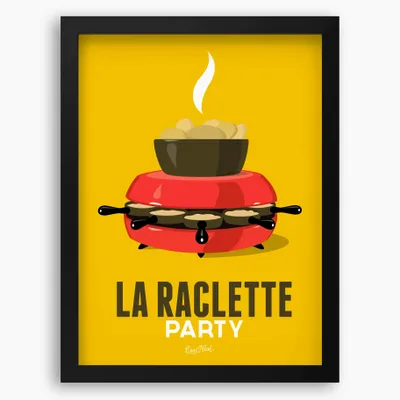 Affiches - Affiche encadrée La Raclette : Jaune - COSYNÉVÉ - MOUNTAIN POSTERS