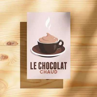 Carterie - Carte postale Le Chocolat Chaud : Beige - COSYNÉVÉ - MOUNTAIN POSTERS