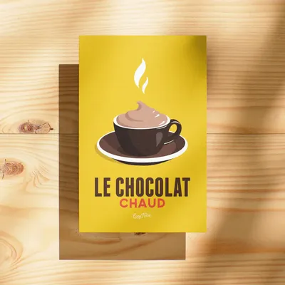Carterie - Carte postale Le Chocolat Chaud : Jaune - COSYNÉVÉ - MOUNTAIN POSTERS
