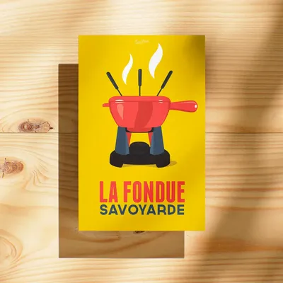 Carterie - Carte postale La Fondue : Jaune - COSYNÉVÉ - MOUNTAIN POSTERS