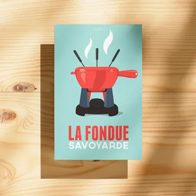 Carterie - Carte postale La Fondue : Bleu - COSYNÉVÉ - MOUNTAIN POSTERS