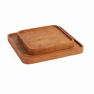 Assiettes au quotidien - L’Assiette Teak Square - Naturel - XS - BAZAR BIZAR LIVING