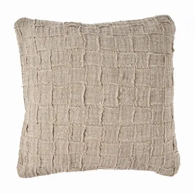 Fabric cushions - The Linen Damier Cushion Cover - Natural - BAZAR BIZAR LIVING