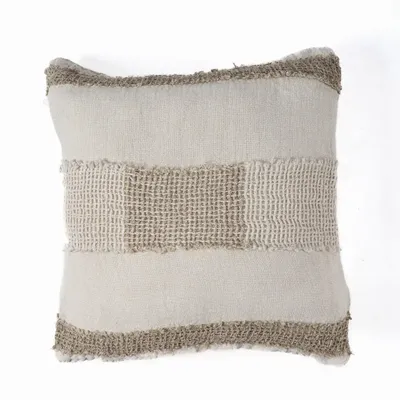 Fabric cushions - The Linen Threads Cushion Cover - White Natural - BAZAR BIZAR LIVING