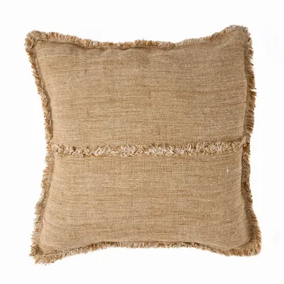 Fabric cushions - The Sahara Fringe Cushion Cover - Natural Brown - 50x50 - BAZAR BIZAR LIVING