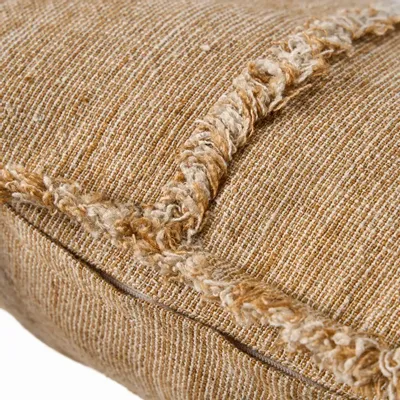 Fabric cushions - The Sahara Fringe Cushion Cover - Natural Brown - 50x50 - BAZAR BIZAR LIVING