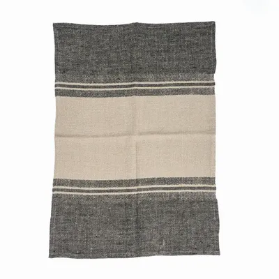 Torchons - Le Torchons Linen Dash - Noir Naturel - 50x70 - BAZAR BIZAR LIVING