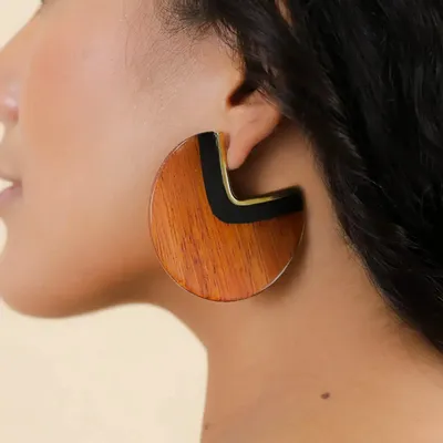 Jewelry - Creoles post earrings - Cannelle - NATURE BIJOUX