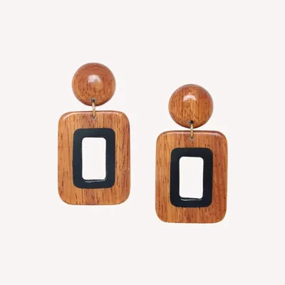 Jewelry - Post earrings with rectangle pendant - Cannelle - NATURE BIJOUX