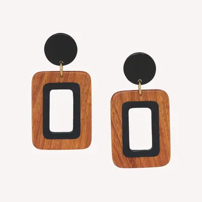 Jewelry - XL post earrings with rectangle pendant - Cannelle - NATURE BIJOUX