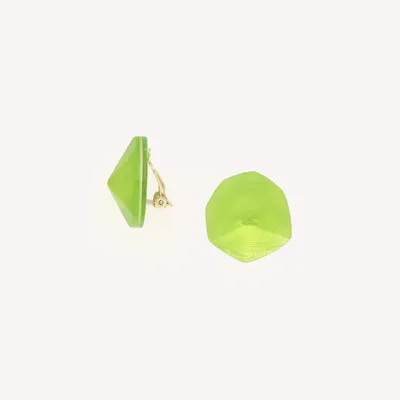 Jewelry - Lime green clip earrings - Combava - NATURE BIJOUX