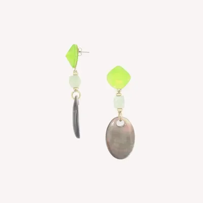 Bijoux - Boucles d'oreilles poussoir perle de jade facettée - Combava - NATURE BIJOUX