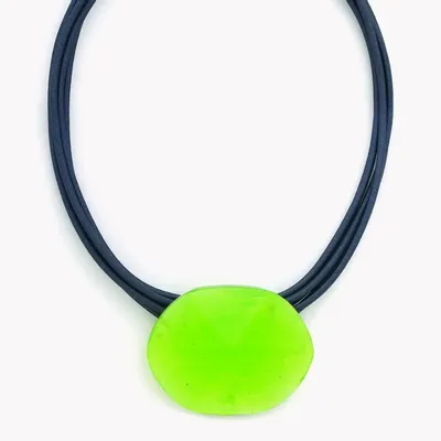 Bijoux - Collier pendentif oval vert agrume - Combava - NATURE BIJOUX