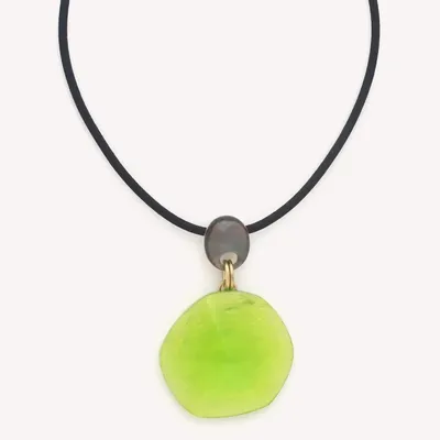Bijoux - Collier pendentif bi-matière capiz et nacre noire - Combava - NATURE BIJOUX