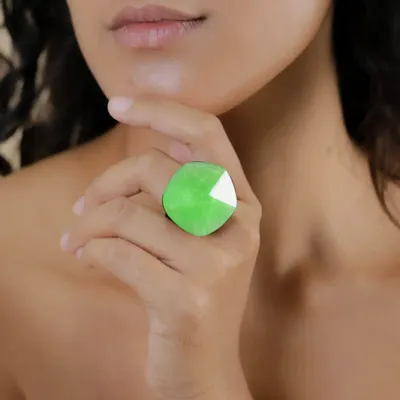 Bijoux - Bague à taille T58 vert agrume - Combava - NATURE BIJOUX