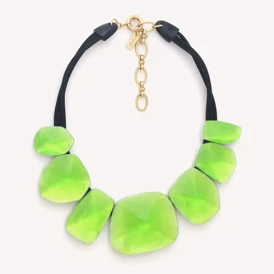 Jewelry - 7 elements statement necklace (lime green) - Combava - NATURE BIJOUX