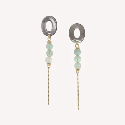 Jewelry - Post earrings with chain dangle - Fluorite - NATURE BIJOUX