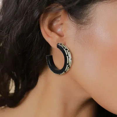 Bijoux - Boucles d'oreilles créoles - Madam Bogolan - NATURE BIJOUX