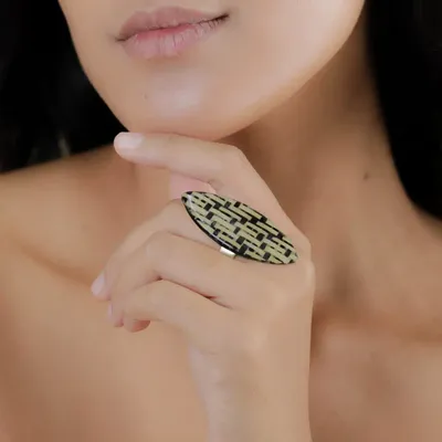 Bijoux - Bague ajustable ovale - Madam Bogolan - NATURE BIJOUX