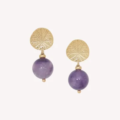 Bijoux - Boucles d'oreilles poussoir petit modèle améthyste - Minerama - NATURE BIJOUX