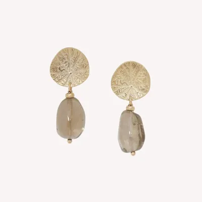 Bijoux - Boucles d'oreilles poussoir quartz fumé - Minerama - NATURE BIJOUX