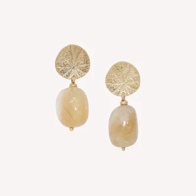 Bijoux - Boucles d'oreilles poussoir citrine - Minerama - NATURE BIJOUX