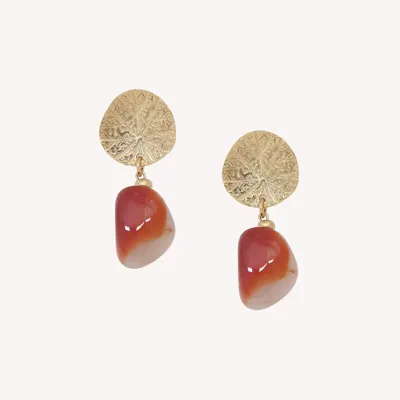 Bijoux - Boucles d'oreilles poussoir agate rouge - Minerama - NATURE BIJOUX