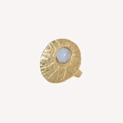 Bijoux - Bague ajustable calcédoine bleue - Minerama - NATURE BIJOUX