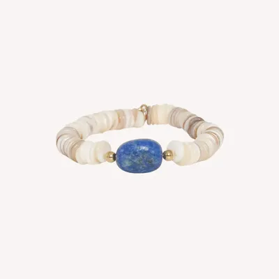 Bijoux - Bracelet extensible coquillage et lapis lazuli - Minerama - NATURE BIJOUX